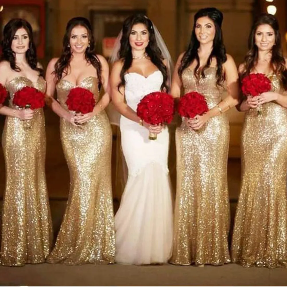 Red and gold maid of sales honor dresses