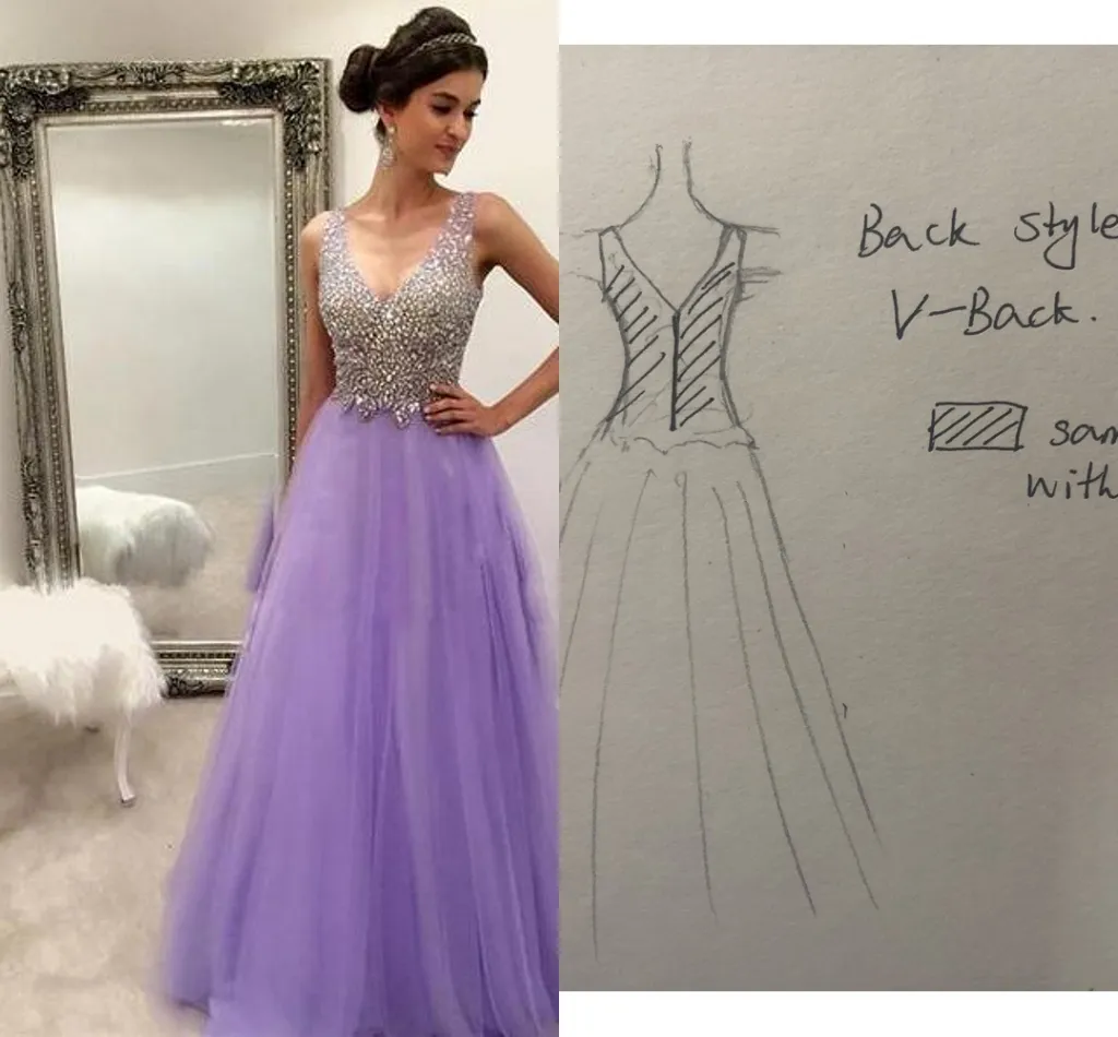 Light Purple Sequin Beaded Prom Dress Fabric Eye Catching Floor Length