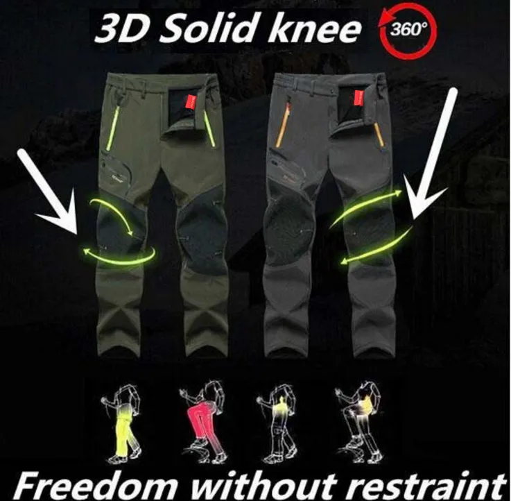 2019 Nouveau Pantalon de randonnée homme imperméable softshell hiver  Pantalon de plein air Sports Camping Trekking cyclisme ski polaire Pantalon