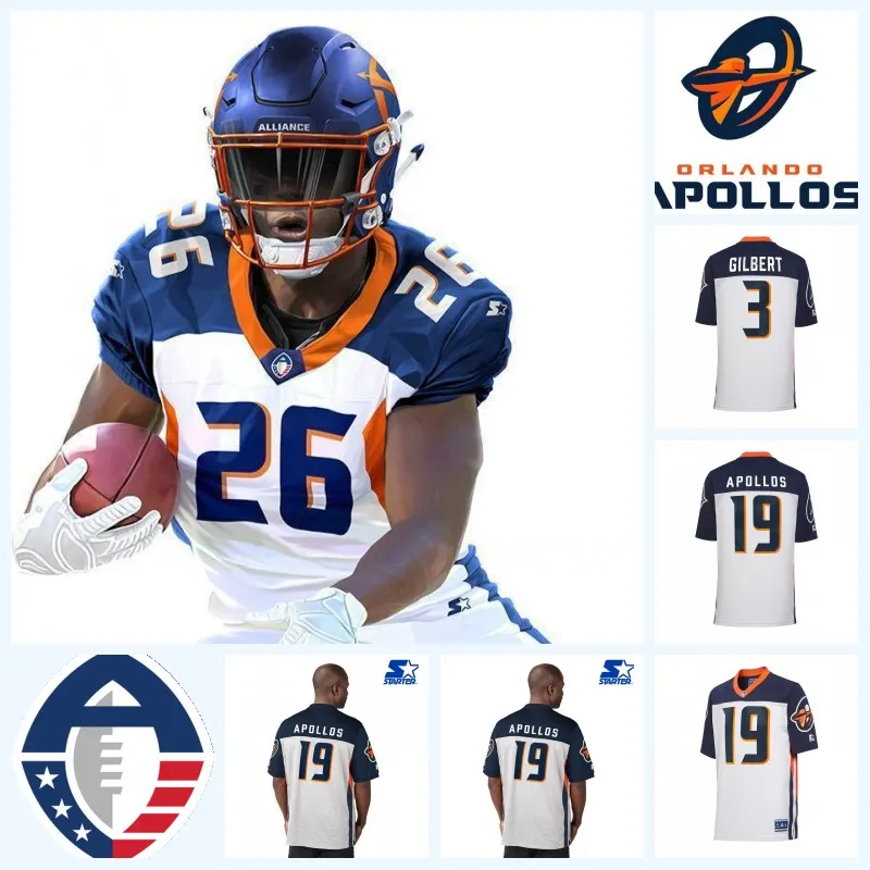 Orlando Apollos AAF Authentic Football Jerseys Gilbert 3 Johnson 12 Orndoff 83 Hunt 25 Anderson 4