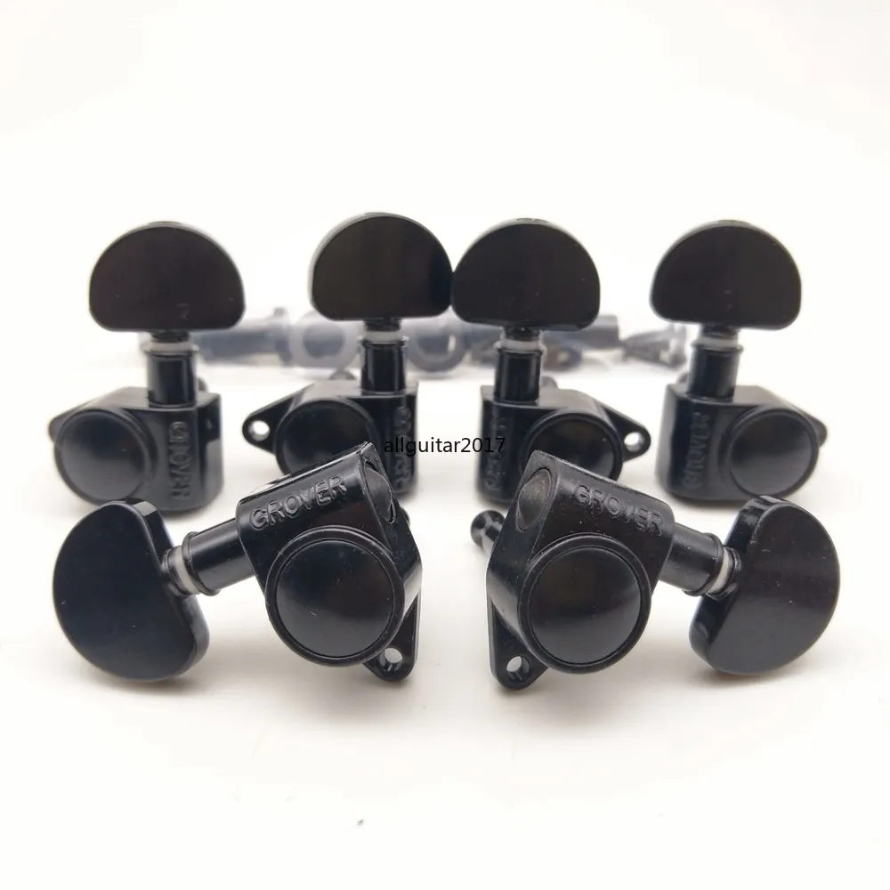 New Black 3L+3R Grover Tuning Peg Machine Heads Tuners Electric Guitar Tuning Pegs Guitar Parts