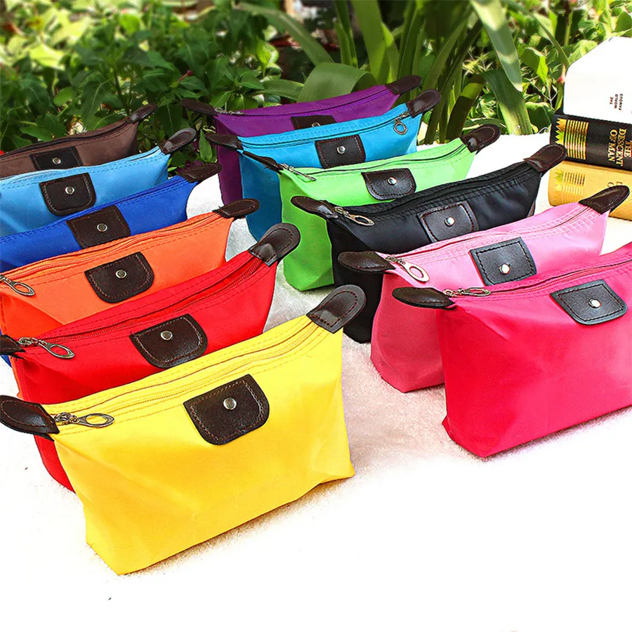 Women Candy Color Handbag Toiletry Wasserdichte Cosmetic Portable Storage Bag Dumpling Clutch Bag Zipper Purse RRA893