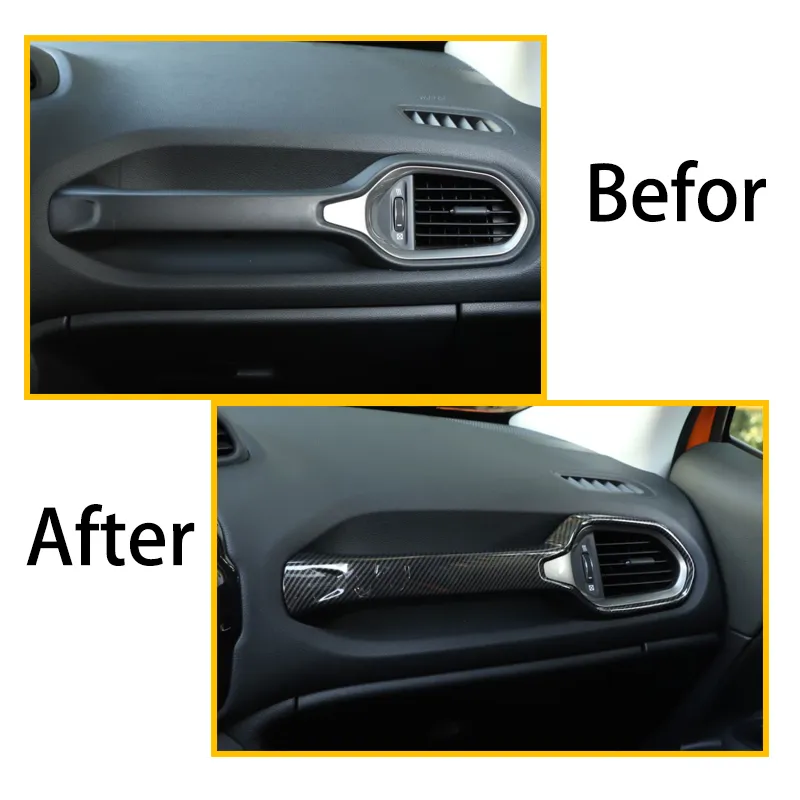 DéCoration de Voiture Compatible avec Jeep pour Renegade 2018 2019 2020-2023 Tableau bord intérieur voiture Panneau commande climatisation Couverture décoration Accessoires de voiture (Color : 3, Si