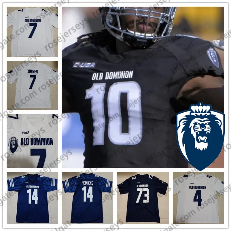 Custom Old Dominion Football N'importe quel nom Numéro Bleu marine Noir Blanc 1 Kesean Strong 4 Stone Smartt 5 Steven Williams ODU NCAA Jersey