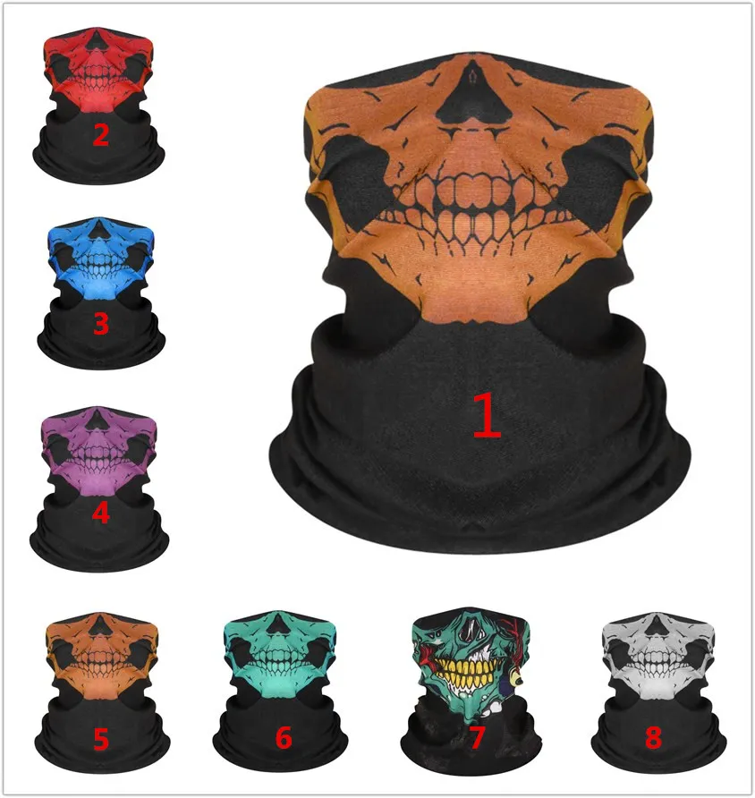 Willekeurige kleuren! Hiphop Skull Patronen Bandana Headscarf Riding Mask Tube Neck Face Headscarves Sport Magic Hoofdband Pick Skull Print Bandana
