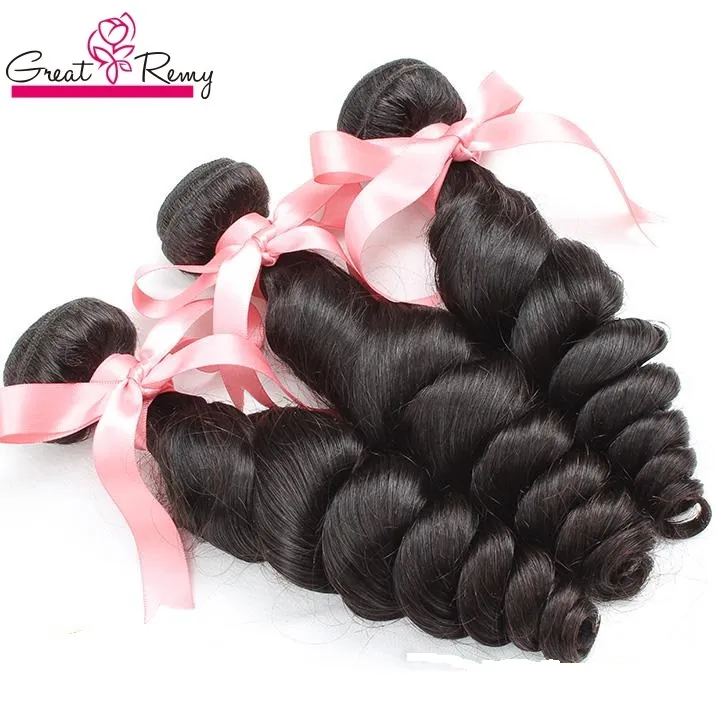 Hot Selling 2pcs Greatremy Brazilian Human Hair Extension 8"-30" Loose Wave Human Virgin Hair Bundles Weft Natural Color Weaves Dyeable