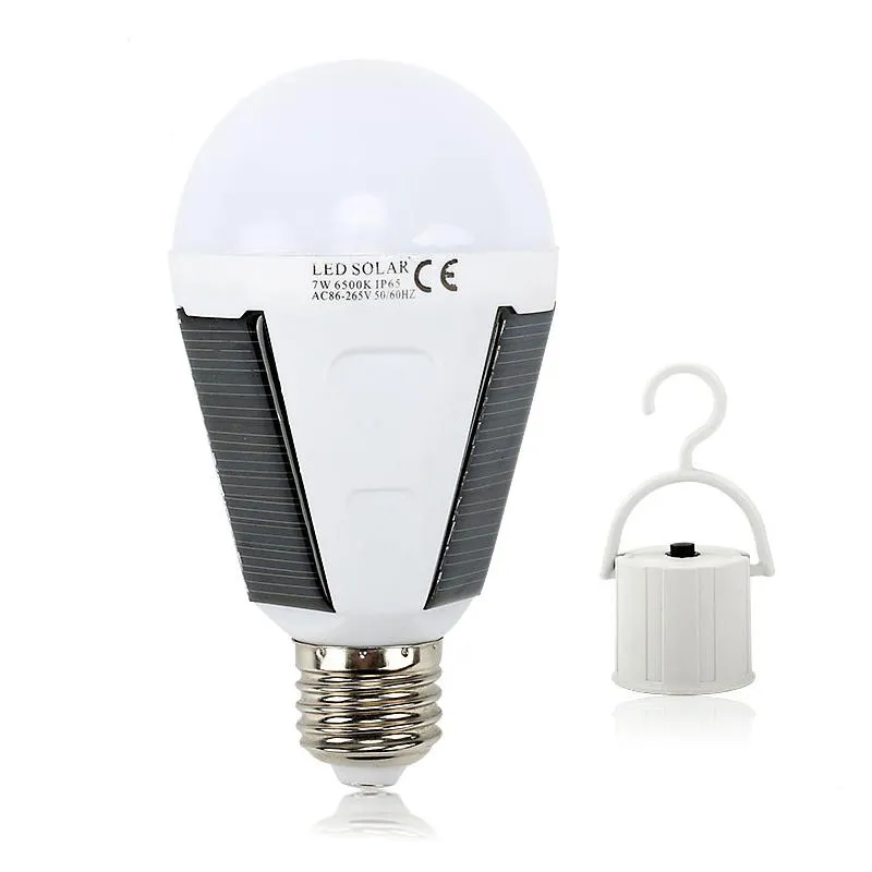 LED 태양 램프 7W 12W 옥외 Led 전구 AC85-265V Bombillas E27 충전식 LED 태양 광 전구 IP65 캠핑 비상 조명