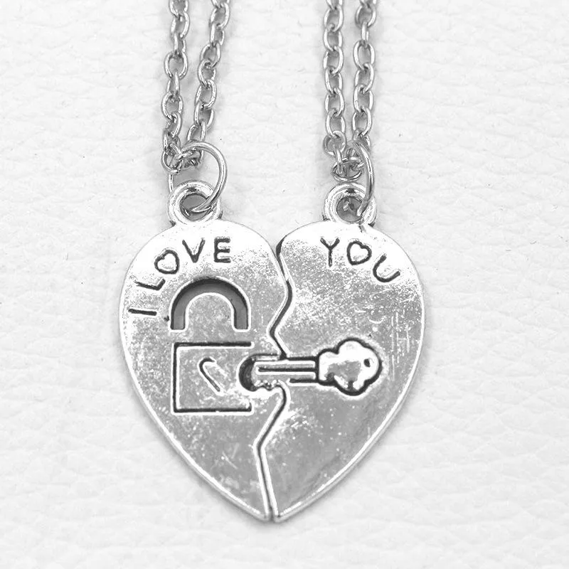 1 Set I Love You Heart Lock & Key Couple Pendant Necklace Couple Necklace |  Wish