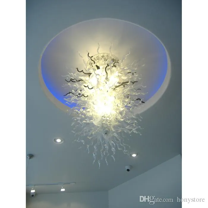 Modern Clear White Color Crystal Hand Blown Glass Lamp Style Chain Chandelier Lighting and Pendant Lamps