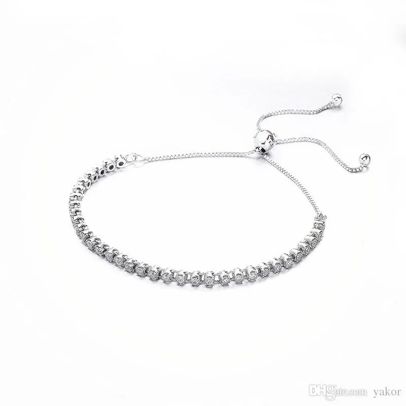 NOUVELLES Femmes De Mariage Plein CZ Diamant Main Chaîne Bracelet Boîte D'origine pour Pandora 925 En Argent Sterling Taille Réglable Bracelets Set210e