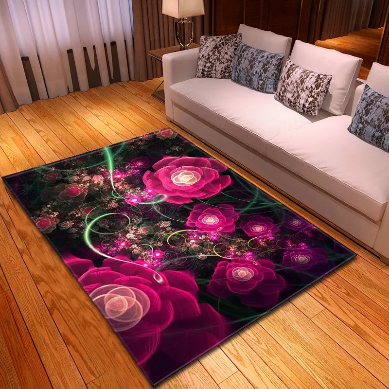 3D Große Blume Teppich Hause Wohnzimmer Teppich Schlafzimmer Rote Rose Muster Baby Zimmer Dekoration Weiche Tür Matte