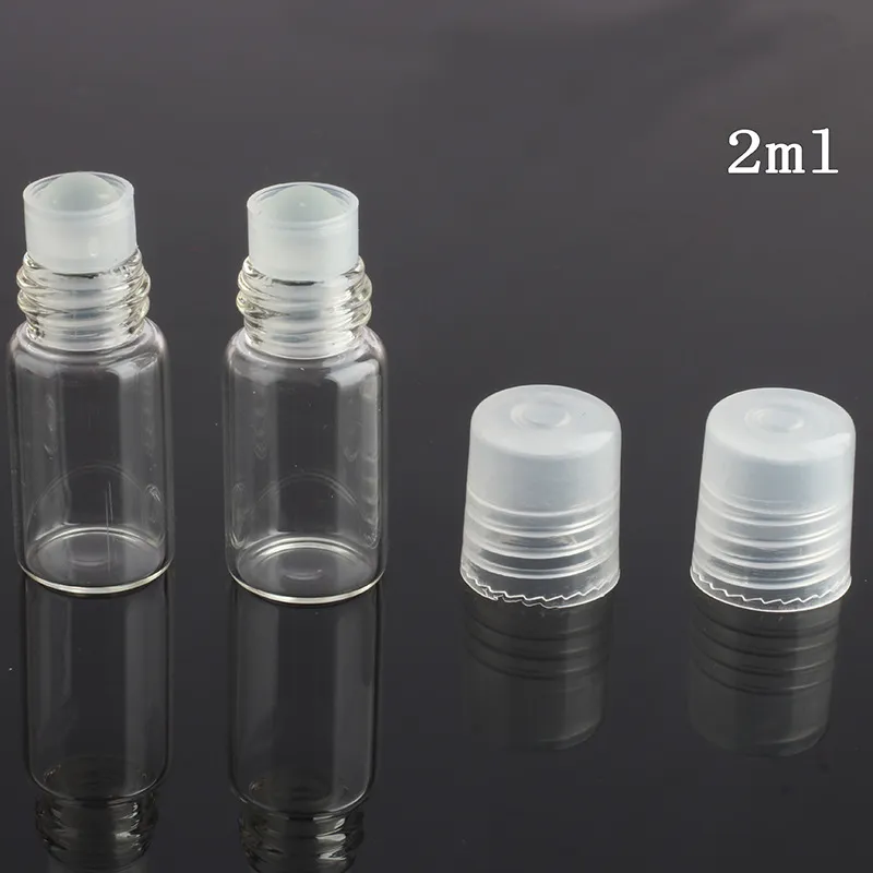 Wholesale garrafa de vidro transparente quente 2ml com roll na garrafa (bola de vidro) para creme para os olhos, perfume, óleo essentical, brilho labial