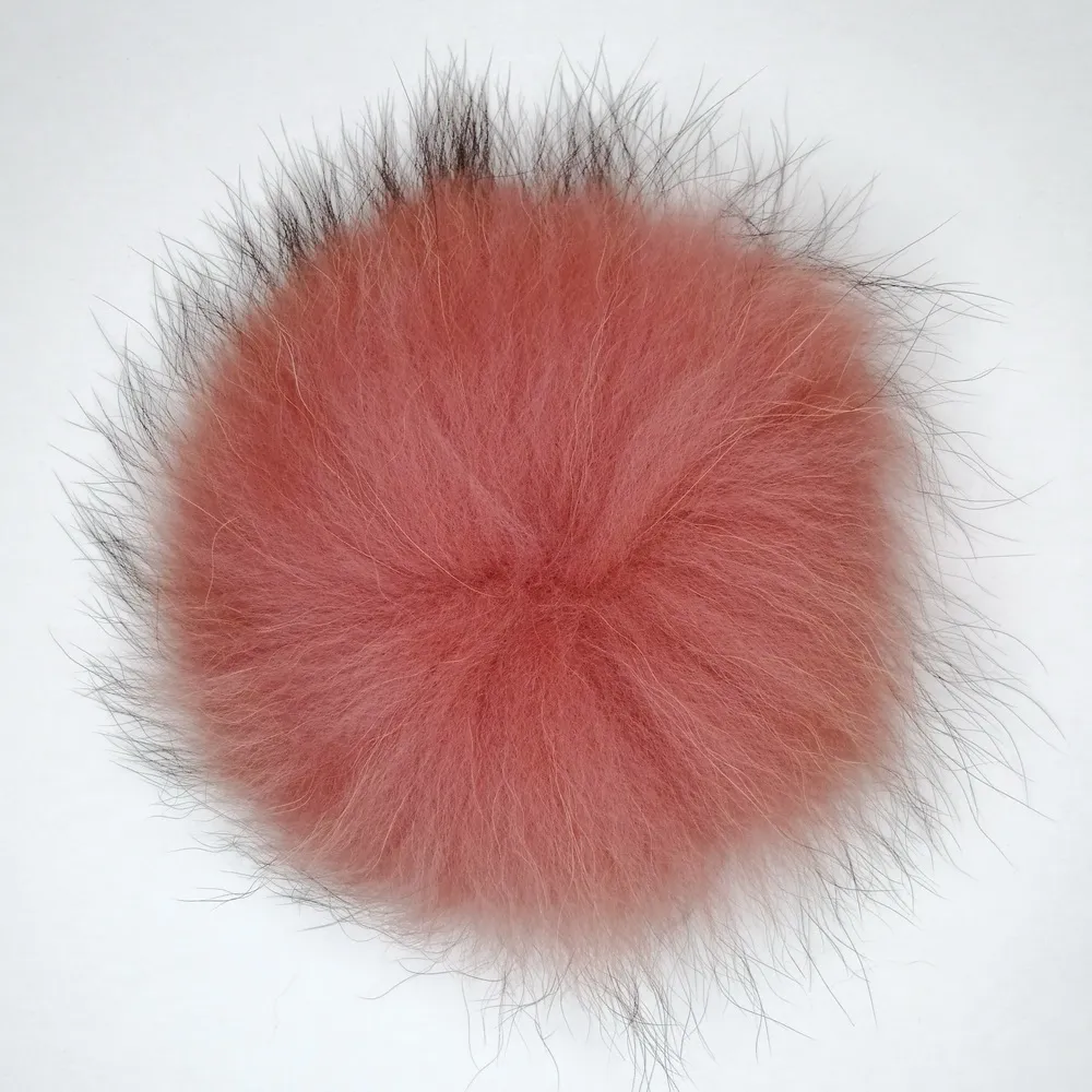 Accessoires tendance en boule de fourrure de raton laveur véritable avec boutons-pression détachables pour chapeau femme bonnet pompons de nombreuses couleurs