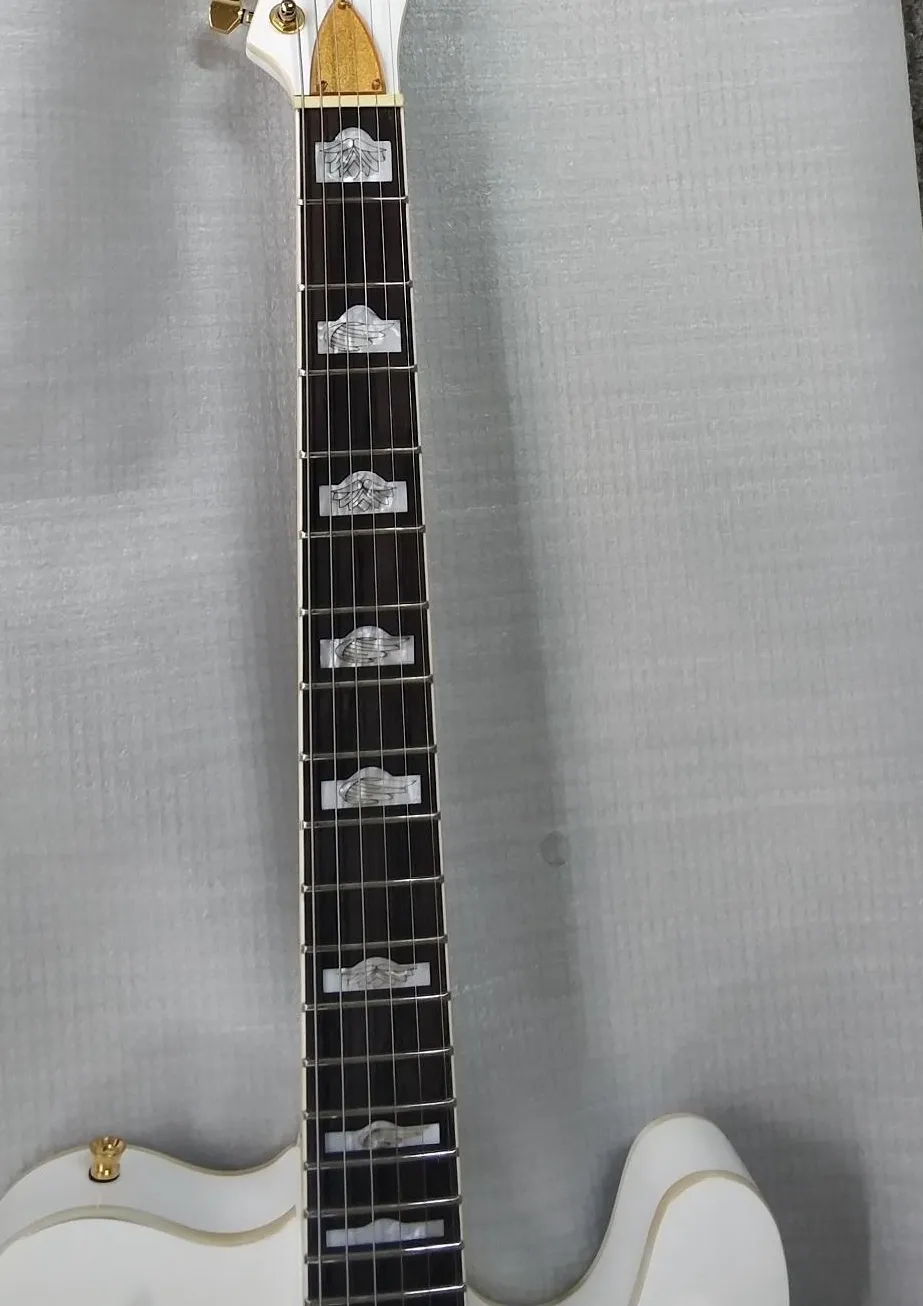 TeleGretscher Paul Waller White Jazz Electric Guitar Semi
