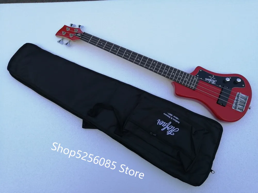 DHgate Hofner Shorty Travel Bass Guitar 4 String Multi Color Electric Bass Guitar with Cotton Gig Bag Musical Instruments