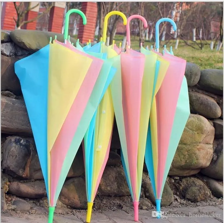 Transparant Clear EVC Paraplu Dans Prestaties Lange Handvat Rainbow Umbrellas Strand Bruiloft Kleurrijke Paraplu voor Mannen Dames Kids Camping