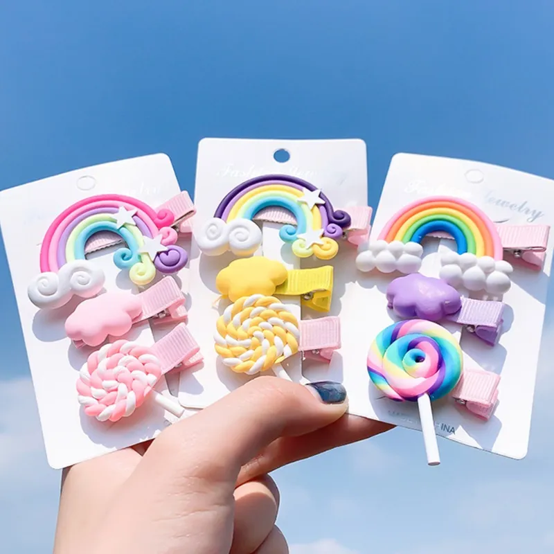 Rainbow Lollipop Cute Children Hairpin Accessories For Baby Girls Hair Ornament Barrettes Hairclip Headdress 120