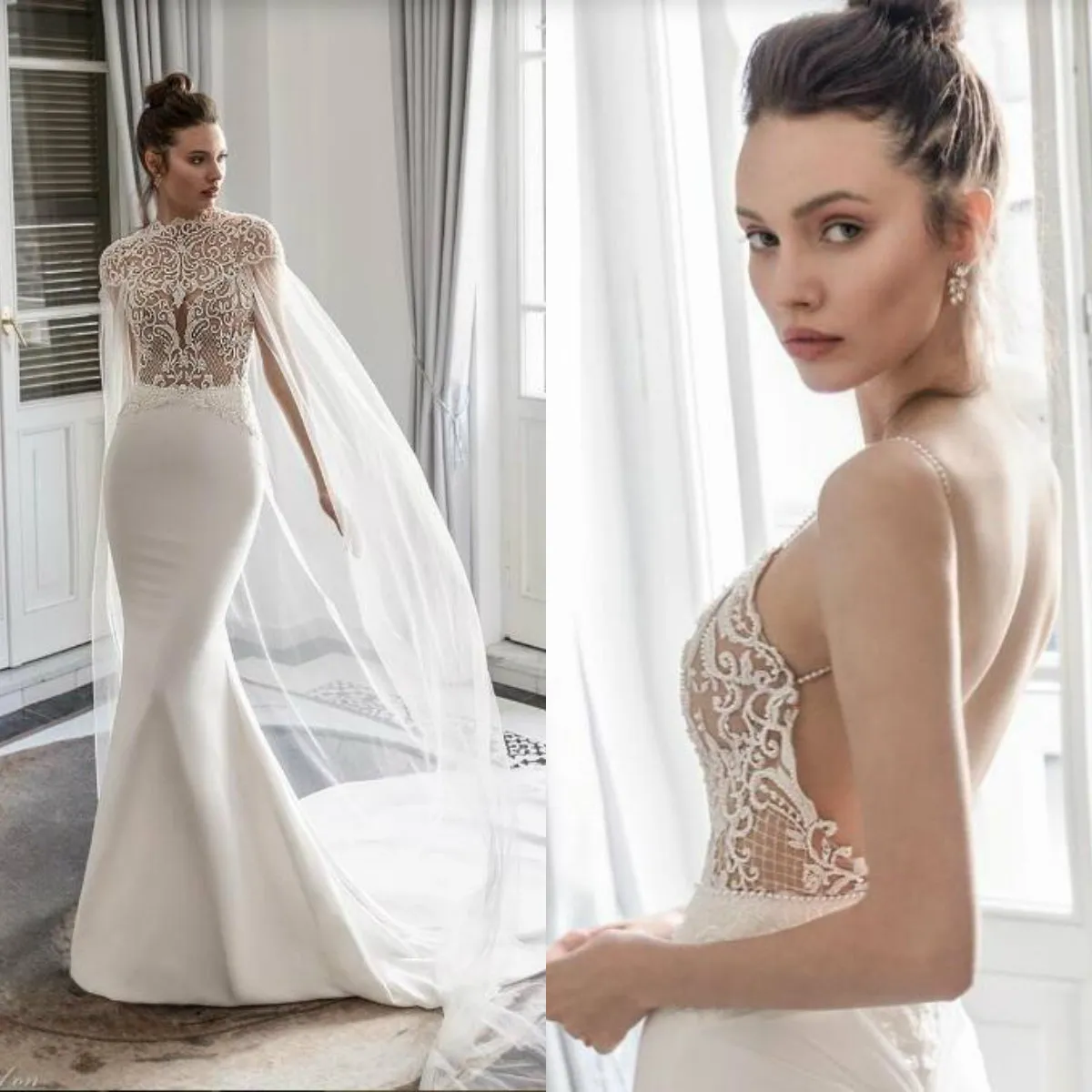 julie vino beach wedding dresses with wrap spaghetti straps lace applique boho mermaid bridal gowns backless beaded vestido de novia