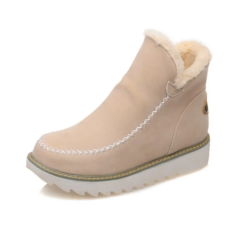 Eu 33-43 Plus Size Moda Carino Donna Stivali da neve caldi Stivaletti slip-on casual Scarpe invernali addensate 2018 Nuovo Beige, Marrone, Nero all'ingrosso