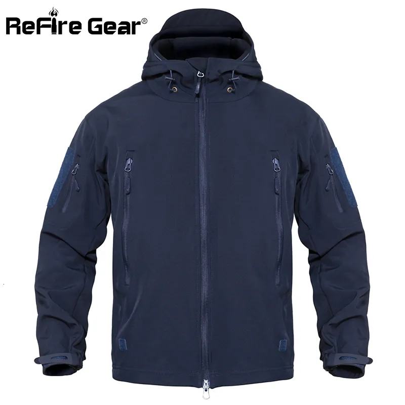 ReFire Gear Giacca tattica militare impermeabile da uomo Giacca militare mimetica Softshell Giacca a vento Cappotto invernale con cappuccio Caccia Abbigliamento CJ191203