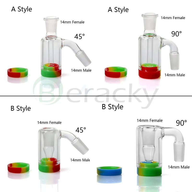 Nieuwe 14mm 18mm Mannelijke Vrouwelijke Glazen Asvanger Met 10ML Siliconen Container Reclaimer Ashcatchers Voor Quartz banger Glas Water Bongs Dab Rigs