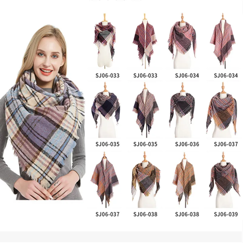 Bufanda de invierno Bufanda de tela escocesa Diseñador Triángulo Cachemira mantones de las mujeres de la bufanda LE367