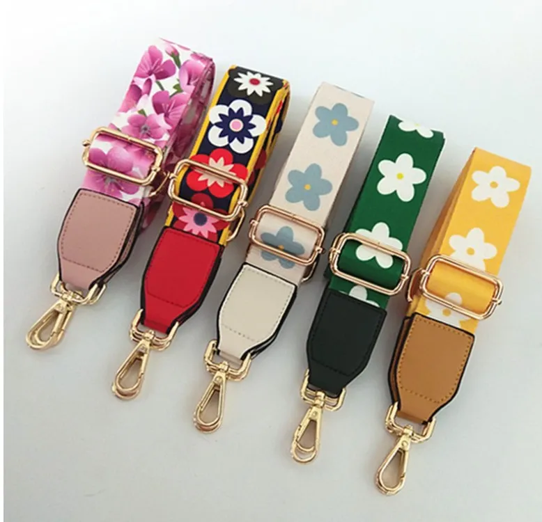 Colored Striped Bag Straps Diy Bag Accessories Parts Replacement Shoulder Belts Handbag Strap Long Bands Handle Gold Buckle