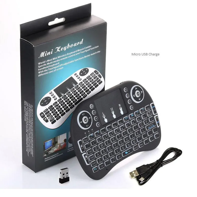 Mini clavier sans fil Rii i8 2.4GHz Air Mouse clavier télécommande Touchpad pour Android Box TV 3D jeu tablette Pc