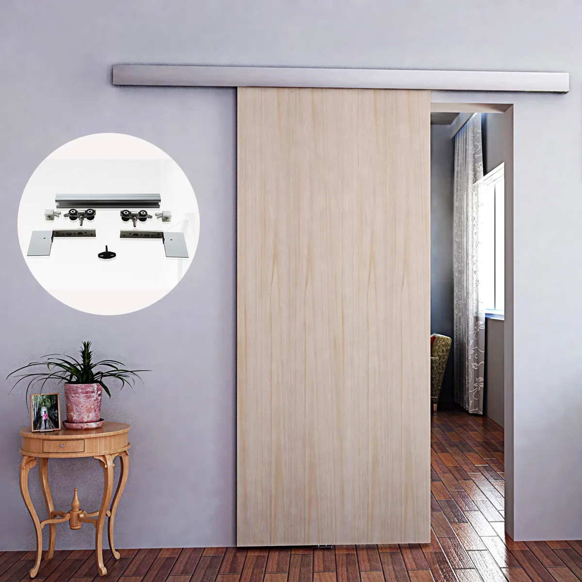 6,6 футов алюминиевый сплав безкровенного скольжения сарая древесная дверь оборудование