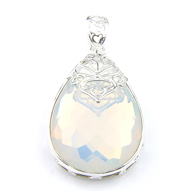 Luckyshine Teardrop Enormi pendenti Gemme di pietra di luna bianca 925 gioielli in argento sterling placcato gioielli pendenti con collana da donna 15 * 20mm