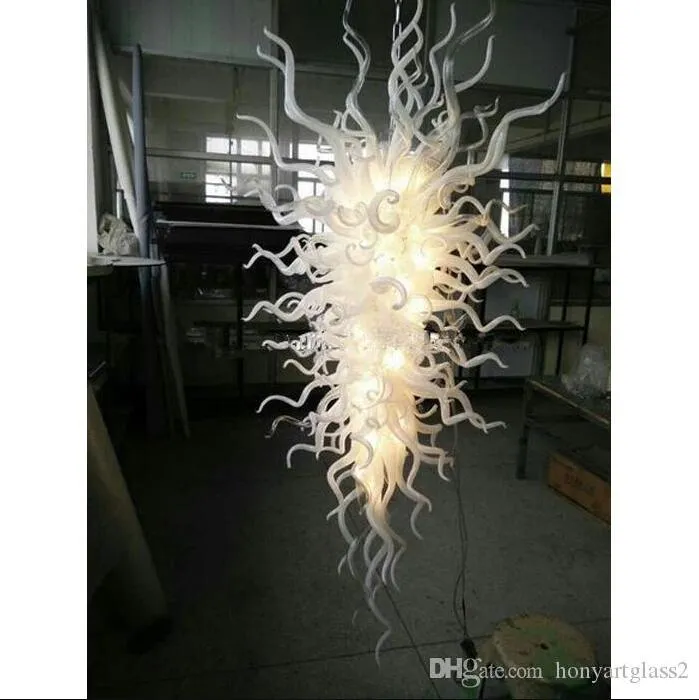 Murano Pure White Fancy Lamps Crystal Chandelier Light Design by Italian Glass Art Lighting for House Decoration