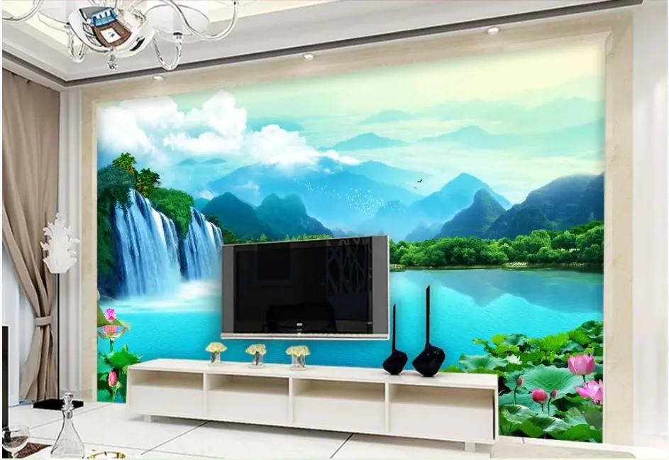 Custom photo wallpapers 3d murals wallpapers Idyllic alpine flowing forest landscape mural living room TV background wall papers home decor