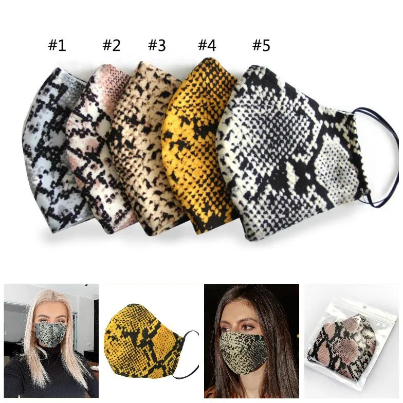 Leopard Drukuj twarz Usta Zawór Indywidualny pakiet PM2.5 Respirator Pyłoszczelny Zanieczyszczenie Zmywalne wielokrotnego użytku Smog Maski bawełniane
