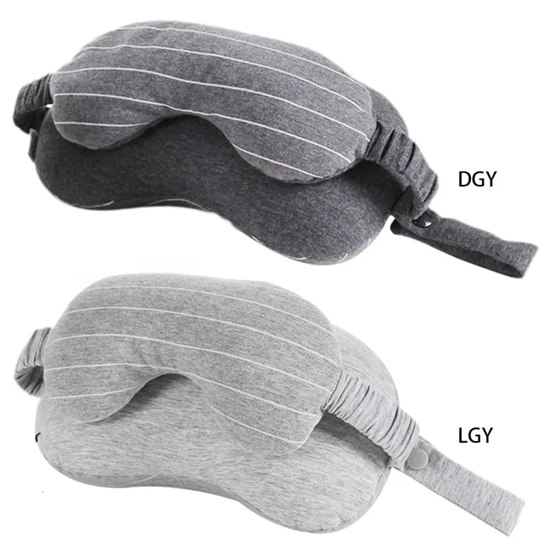 Neck Pillow Eye Mask Portable Travel Head Cushion Flight Airplane Rest Relief Blindfold Shade Pillows DDA30