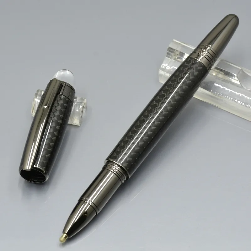 Stylos à bille roulante de luxe en fibre de carbone noire avec tête de cristal papeterie bureau affaires écrire cadeau pens299q