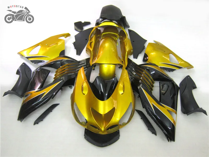 Injektion Bodywork Fairings Set för 2006 2007 2008 Kawasaki Ninja ZX14R 06 07 08 ZX-14 ZX 14R Golden Chinese Fairing Bodywork