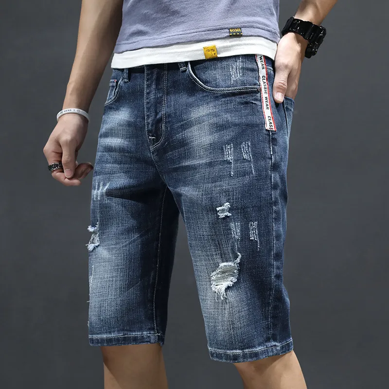 Тонкий разрез джинсовые шорты мужчины пять брюк Корейский молодежь джинсы стройные семь лет лета Pmen 4 стилей