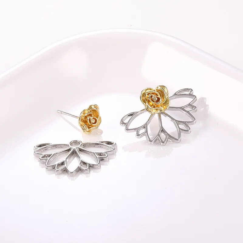 Einzigartiger Designer Rose Blume Baumeln Ohrringe Frauen Kreative abnehmbare Ohrringe Gold Silber Rose Ohrstecker Modeschmuck Valentinstag Tag