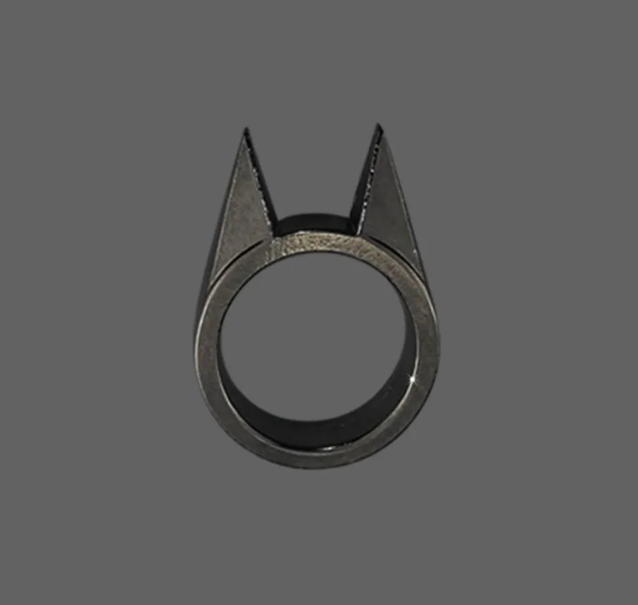 Zelfverdediging Oorring Kat Roestvrij Staal Veiligheid Survival Tool Defensieve Ring Voor Vrouwen Mannen Leuke Kitty Groothandel