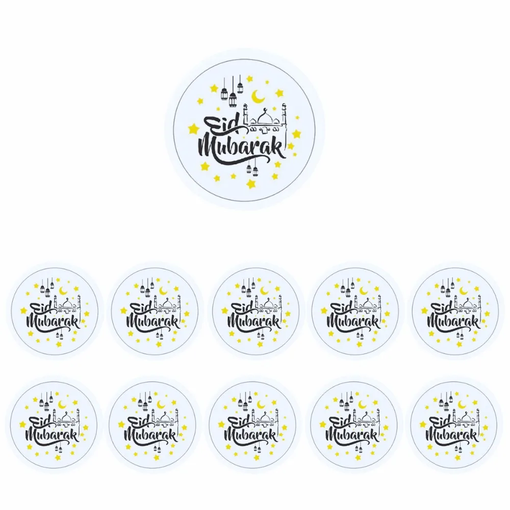 LAPHIL Eid Mubarak Decoration Paper Sticker Lable Seal 4cm Gift Sticker Islamic Muslim Mubarak Decoration Ramadan Supplies