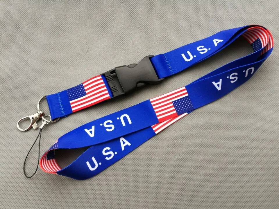 2 styles TRUMP U.S.A Removable Flag of the United States Key Chains Badge Pendant Party Gift moble phone lanyard