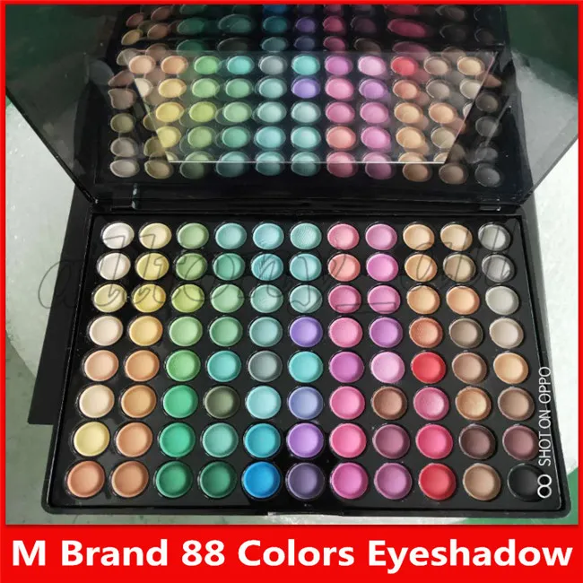 M العلامة التجارية مستحضرات التجميل غير لامع وميض عينيه 88 الألوان مع مرآة و 2 فرش الشحن المجاني