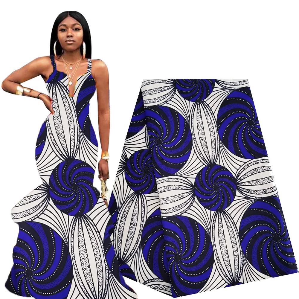Tela Africana Con Cera De 6 Yardas, Tela Azul Cielo De Ankara, Impresión De  Cera Real Africana De Poliéster 2020, Tela Nigeriana Para Vestido De Mujer  De 56 €