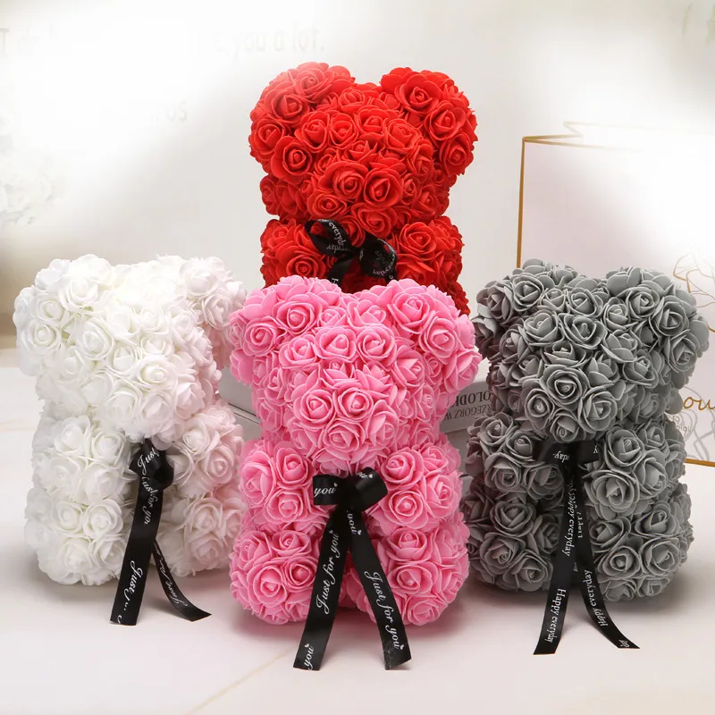 Rose En Peluche Ours: 25 Cm De Fleurs Artificielles Ours Rose
