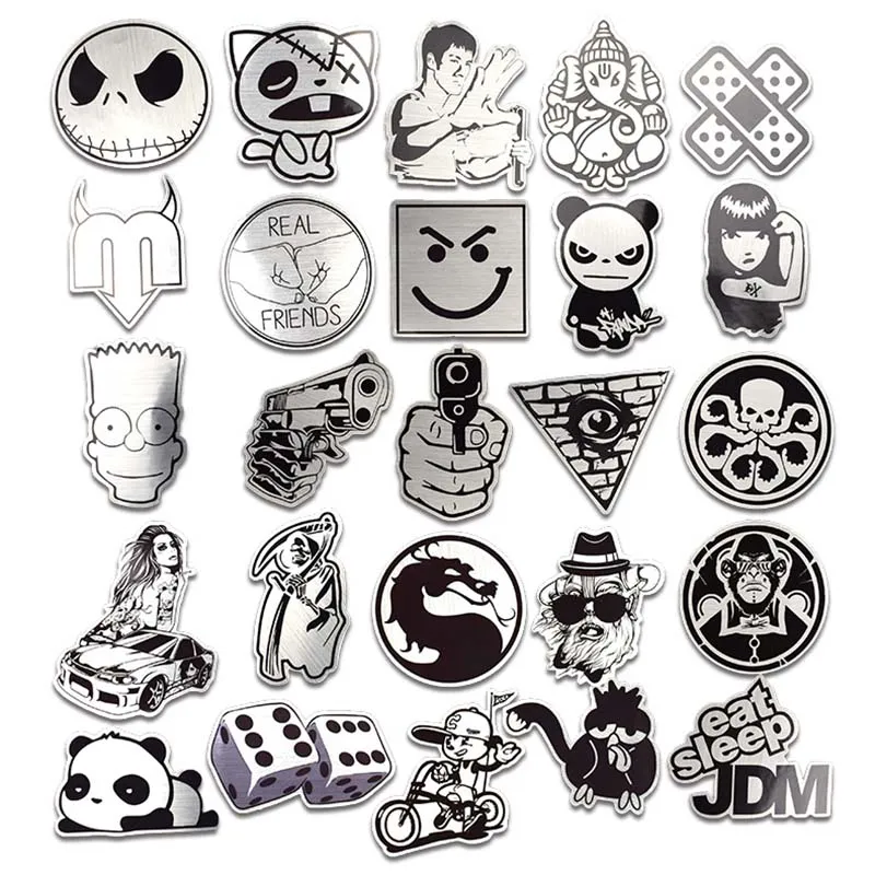 50 Black And White Vinyl Cute Stickers For Journal For DIY Home