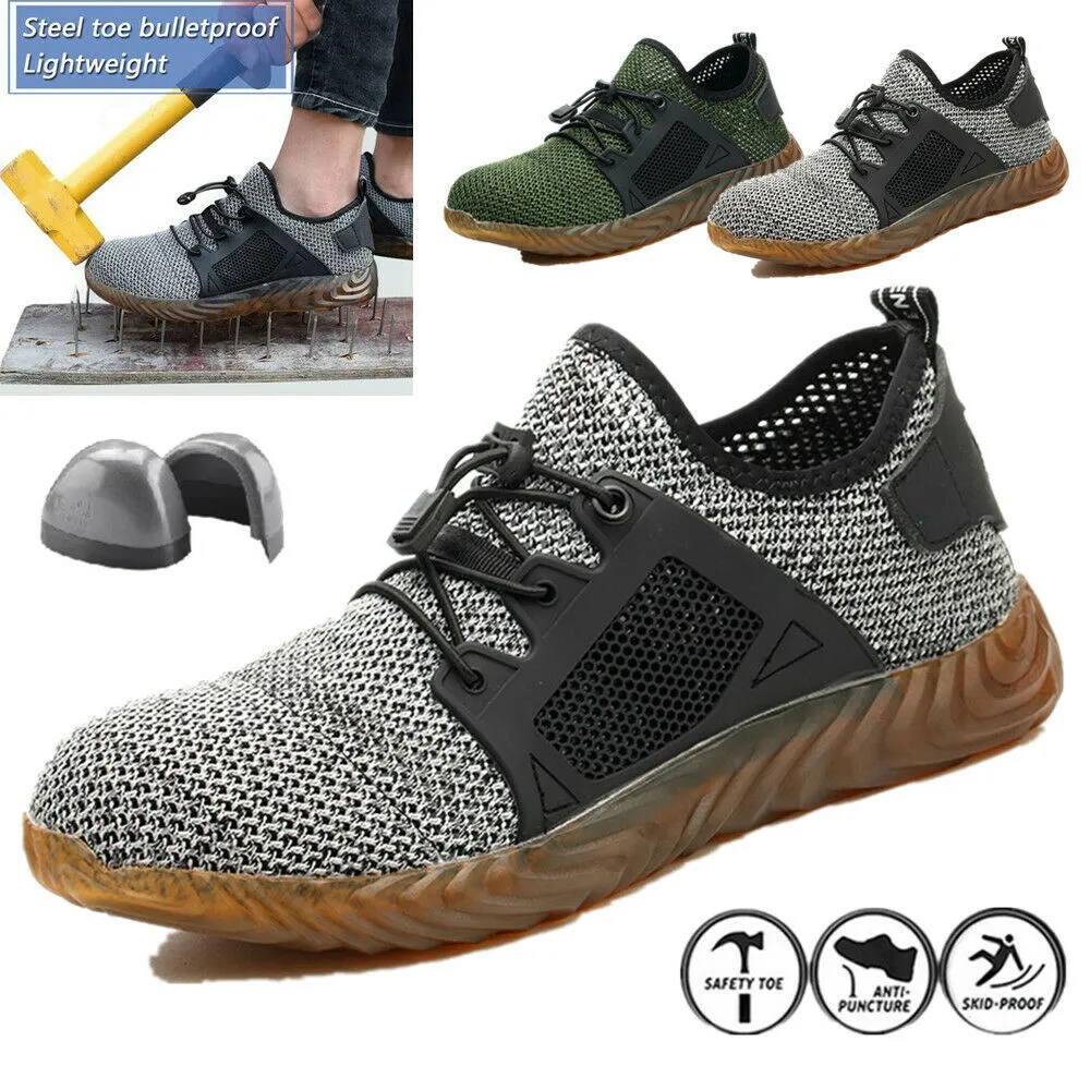 Men's Safety Lightweight Work Shoes Steel Toe Boots Indestructible Mesh Sneakers