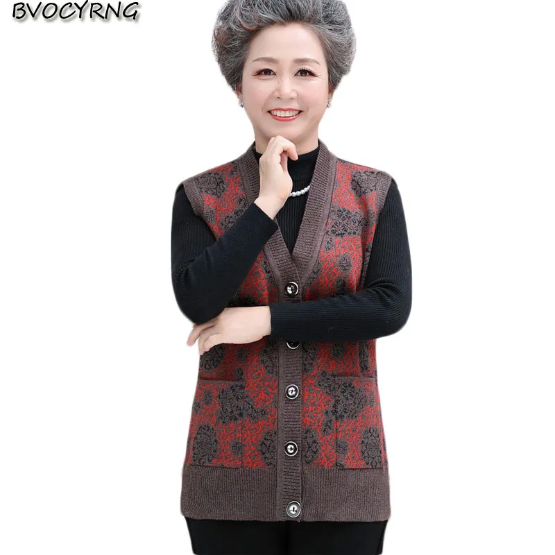 Chalecos Para Mujer Chaleco Anciano De Mediana Edad Abuela Suéter Femenino Cárdigan Vestido De Señora Vestido Primavera Más Tamaño De 32,46 € | DHgate