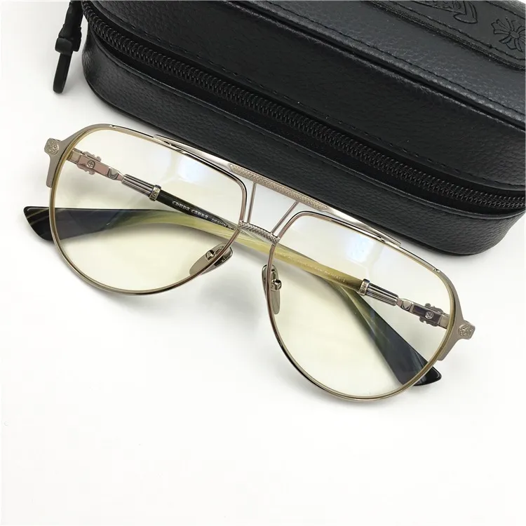 Merk Designer Optical Bril Frame Mannen Vrouwen Grote Brillen Frames Mode Metalen Spektakel Frames Retro Myopia Eyewear met originele doos