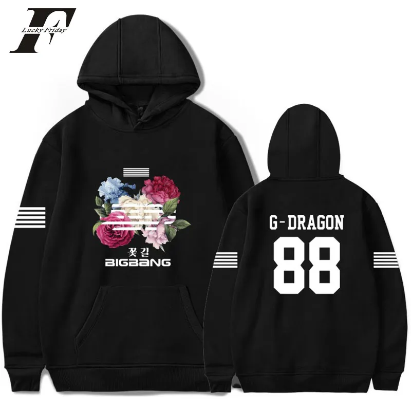 Moda KPOP BigBang Bluzy Bluzy Drukowane Mężczyźni Kobiety Kieszonkowy Z Długim Rękawem Casual Sport Hip Hop Styl Pullover Tops