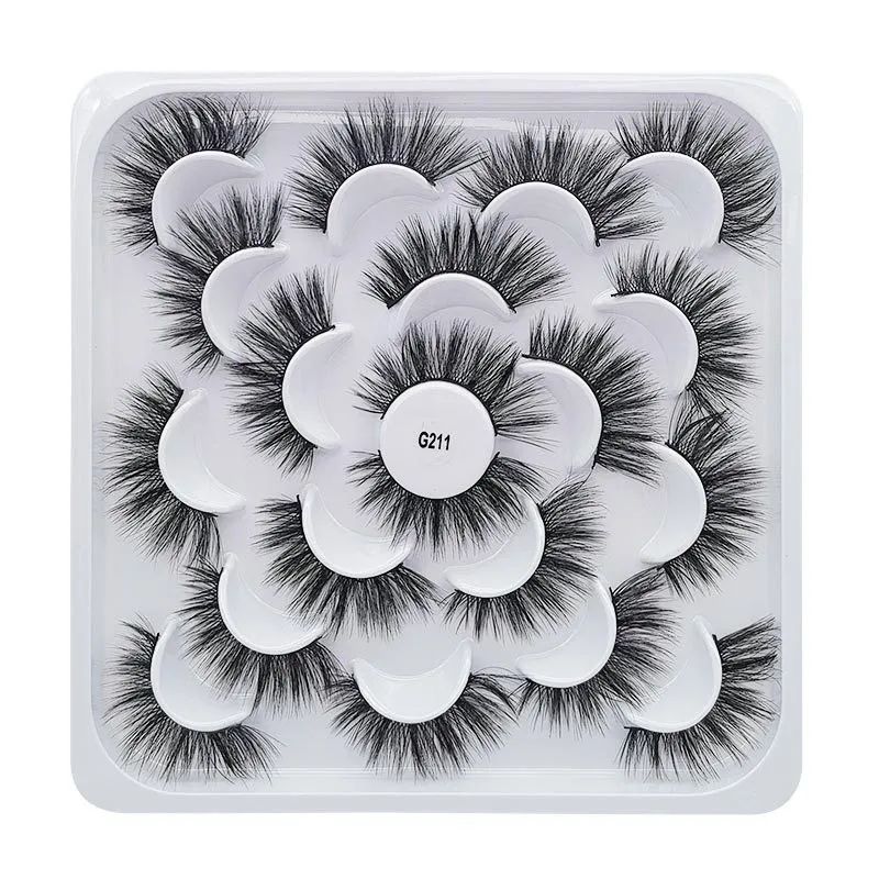 Nya 10 par / set naturliga långa falska ögonfransar falska 3d mink ögonfransar eyelash förlängning mink lashes eye lash makeup verktyg